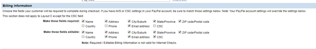 billing information