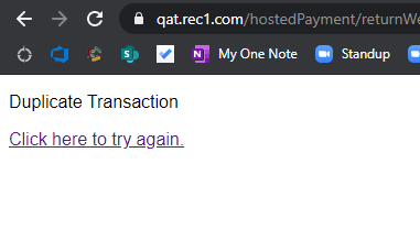 Duplicate Transaction message.