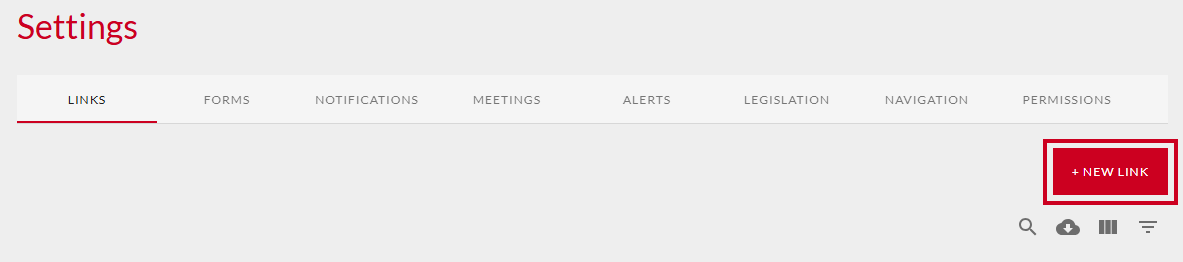 New link button.