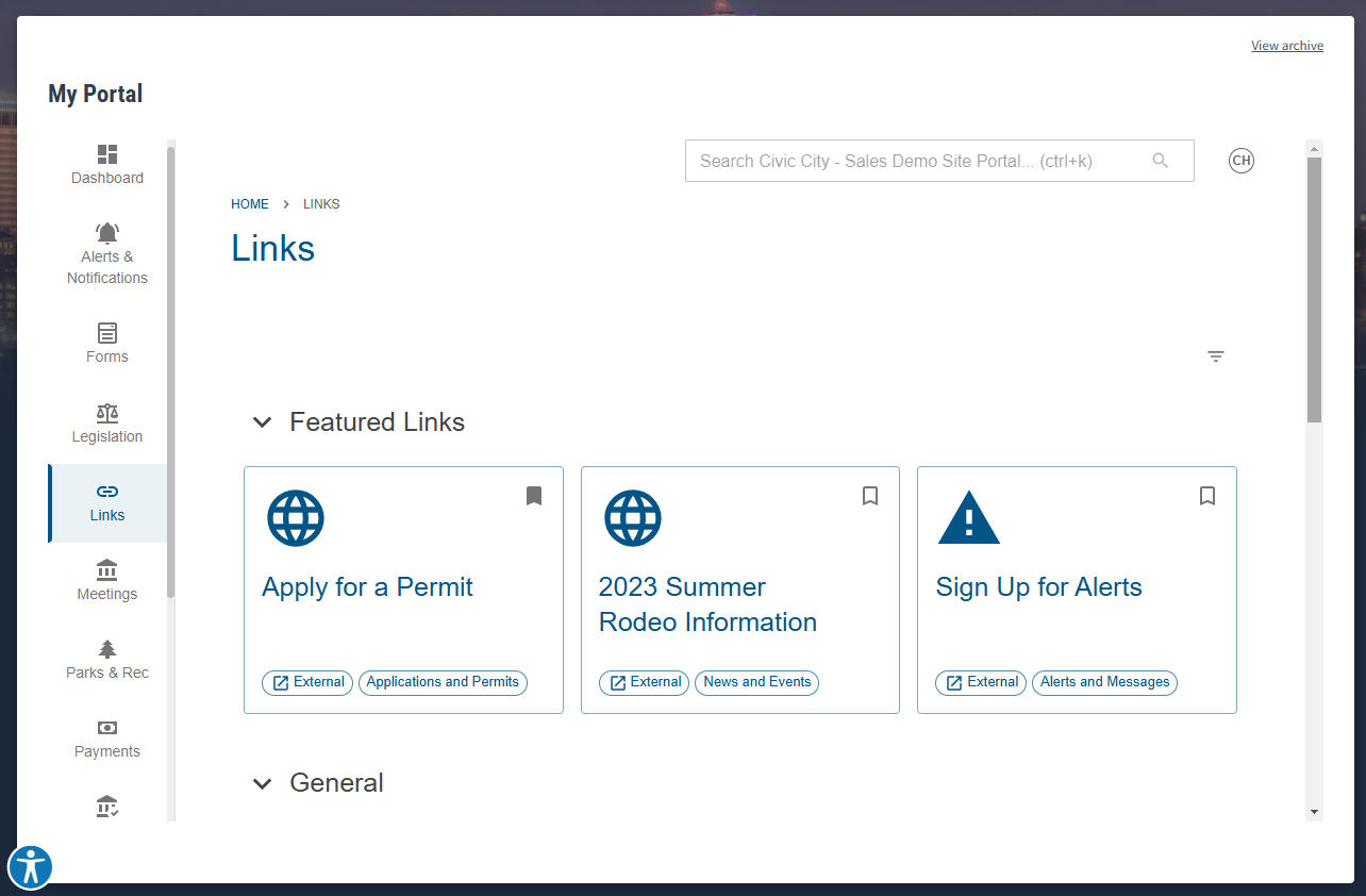 portal embed example page.