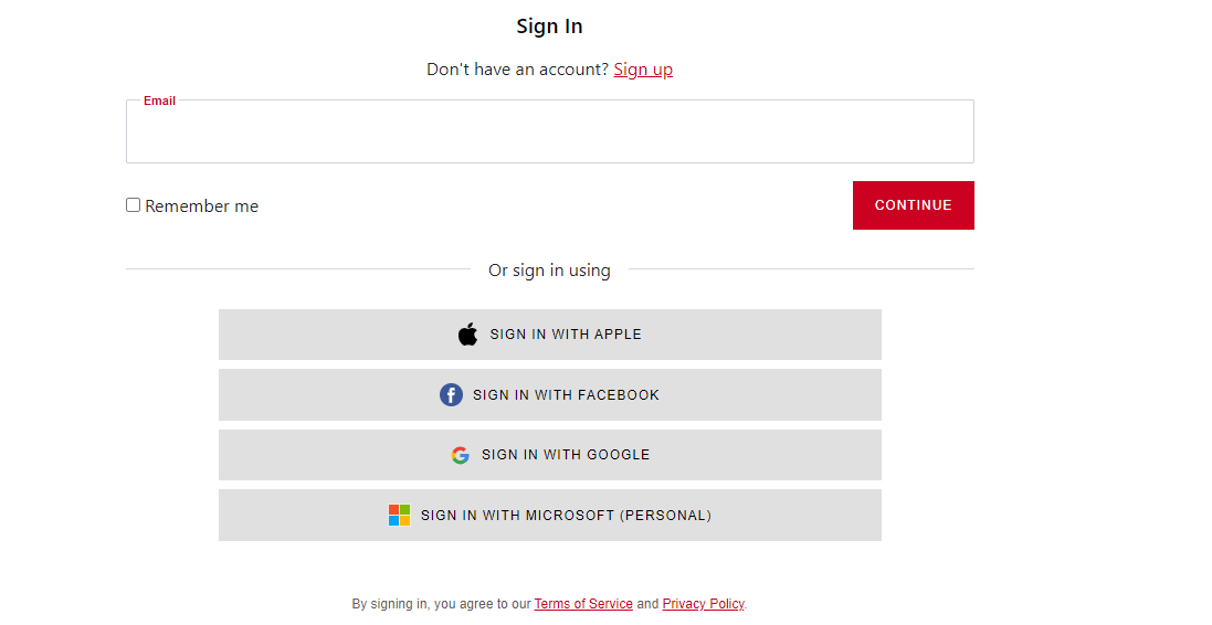 SSO Sign-in screen.