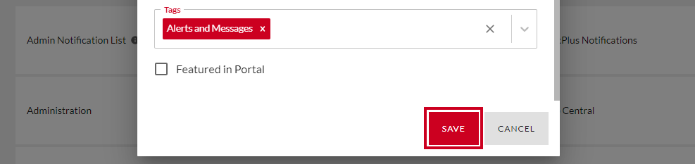 Save Notification Link button.