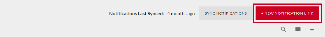 New Notification Link button.