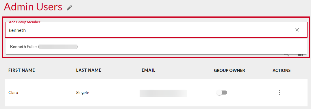 Add Group Member search bar.