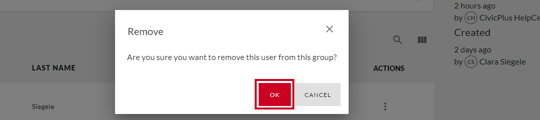 Remove User Warning pop-up.
