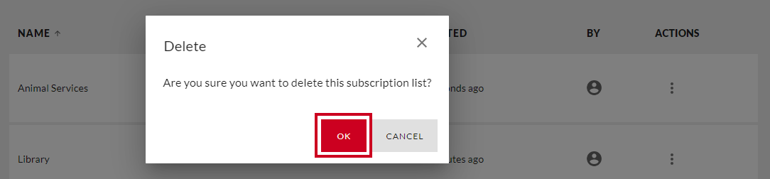 Notifications Delete List Warning.