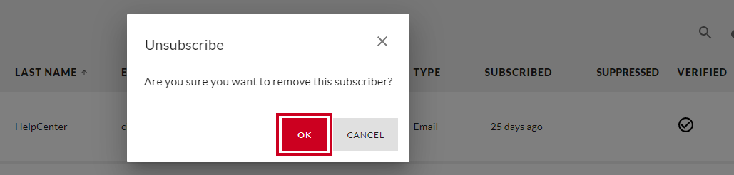 Unsubscribe Warning.