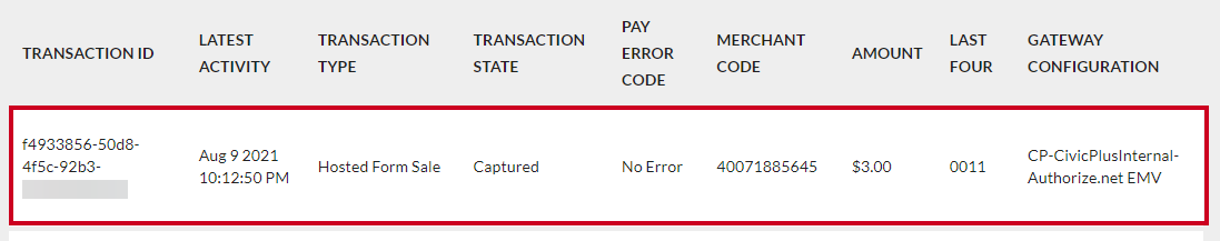 Pay Transaction.