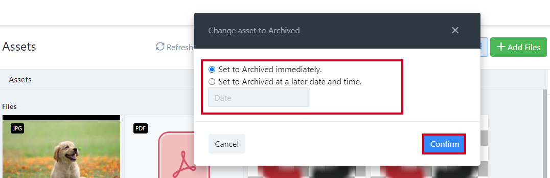 Archive options.