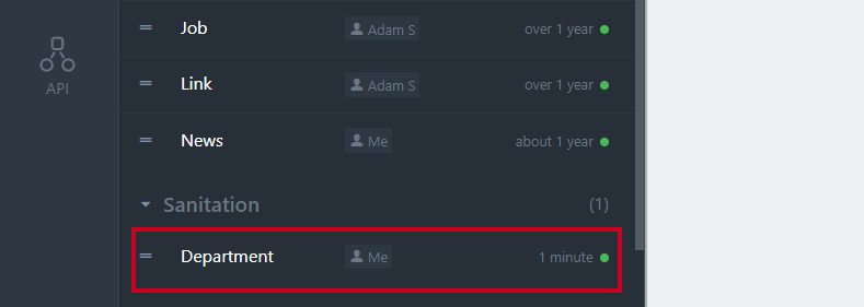 Content Type in new section.