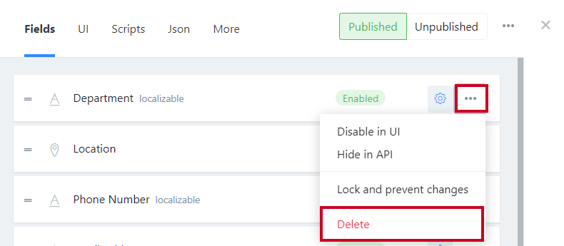 Delete selected under Actions drop-down.
