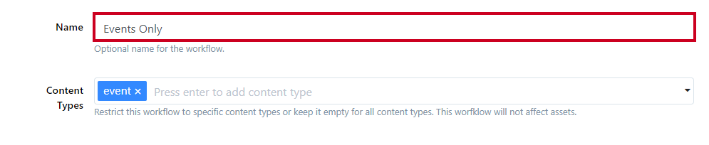 Workflow name field.
