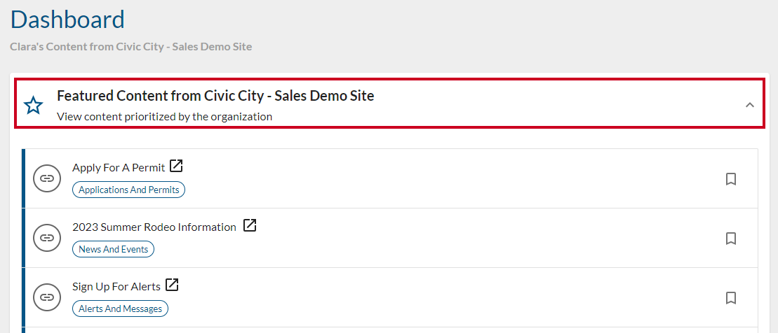 Featured Content collapsible menu.