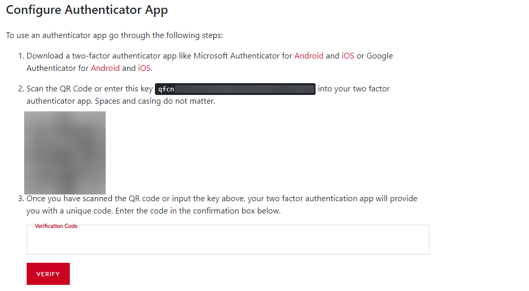 Configure authenticator app.