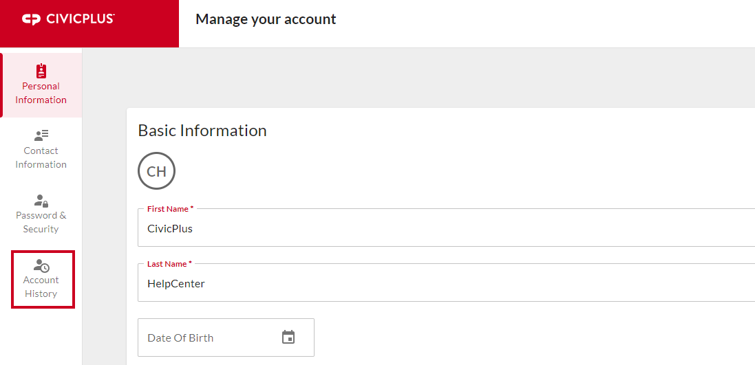 Account History.