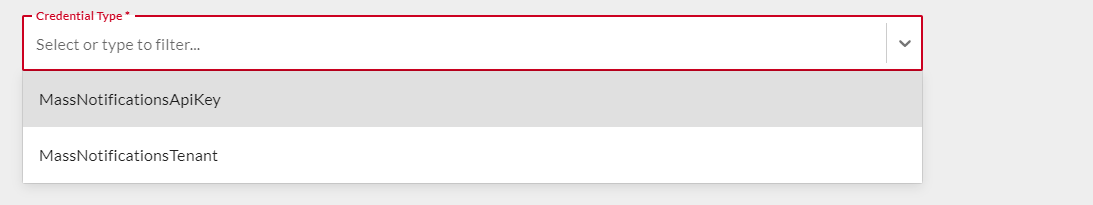 Credential Type drop-down.