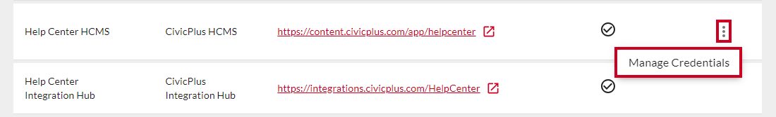 Manage Credentials in drop-down.