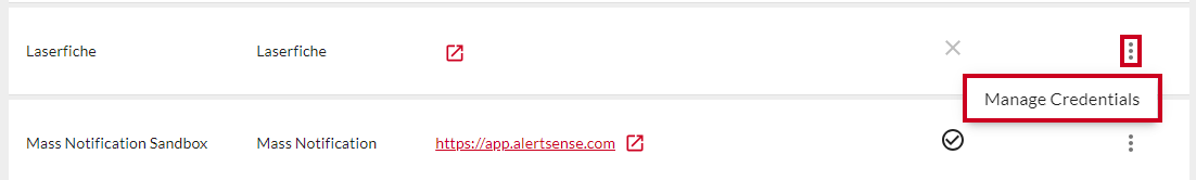 Manage Credentials option.