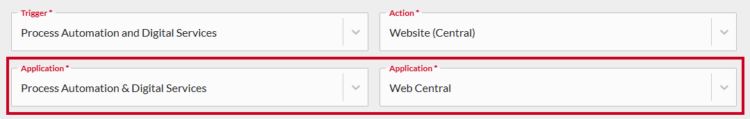 Applications dropdowns.