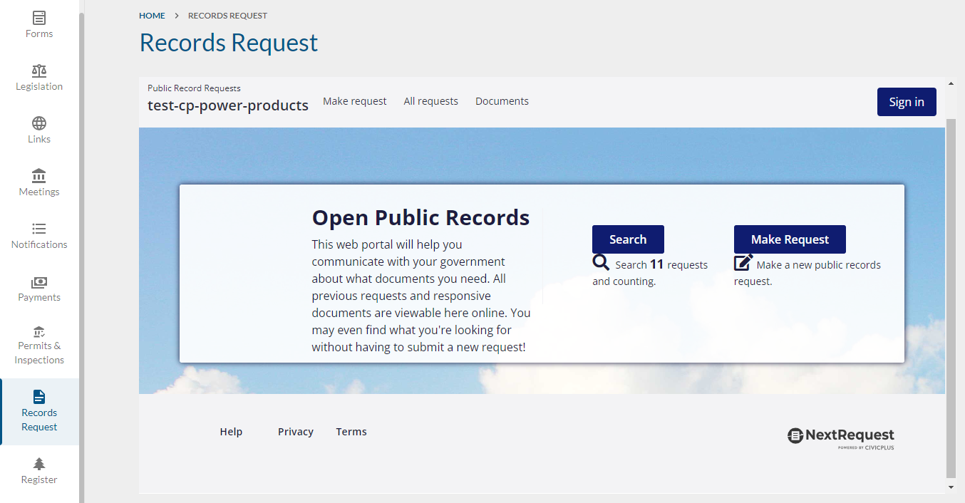 Portal NextRequest Embed.
