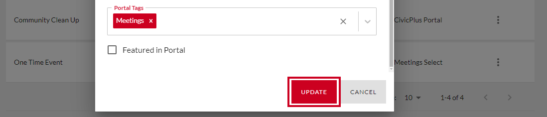 Update button.