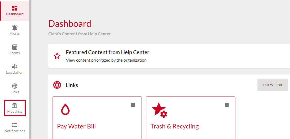 Portal Meetings Tab.