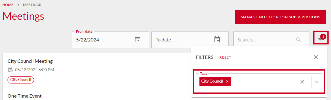 Filter by tags.