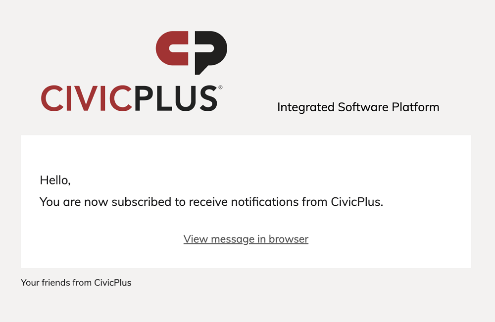 Welcome email.