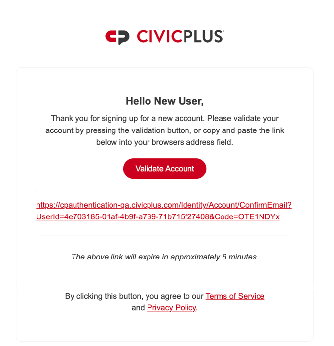 Validate Account email.