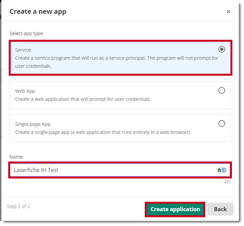 Laserfiche create application.
