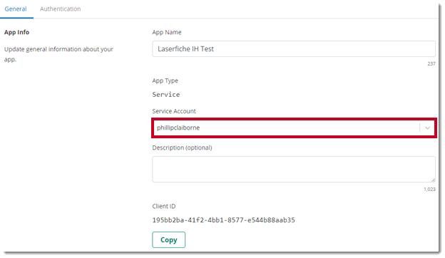 Laserfiche service account.