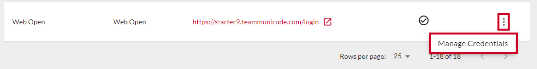 Manage Web Open credentials.