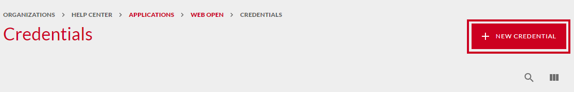 New Web Open credential.