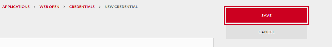 Save Web Open credential.