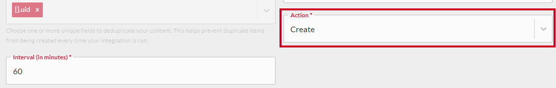 Create action.