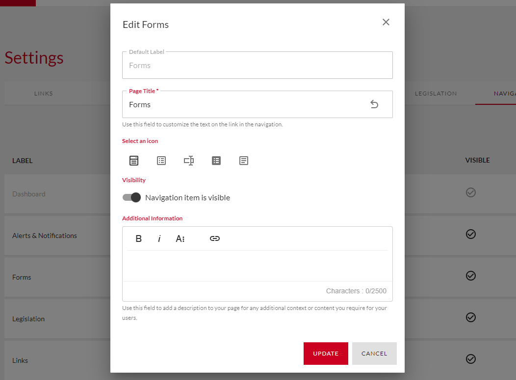 Edit fields.