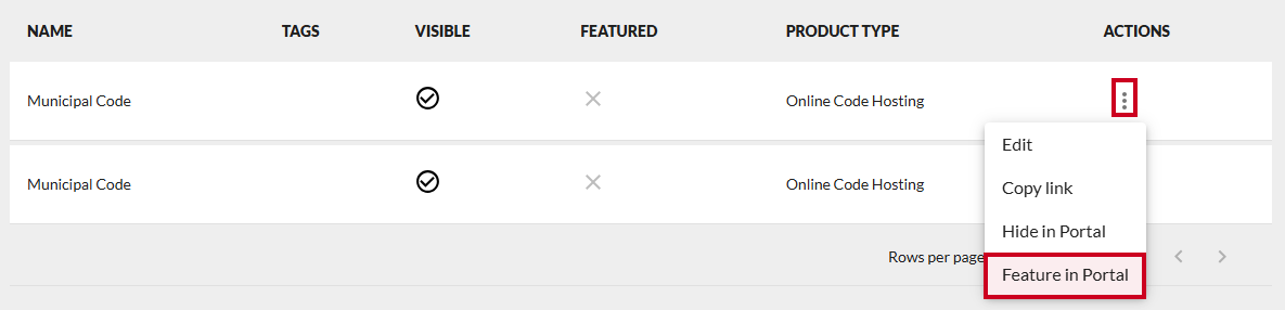 Feature in Portal.