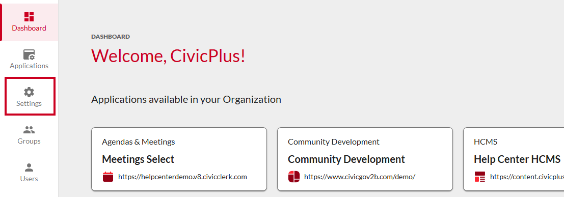 Organizations - Settings menu.png