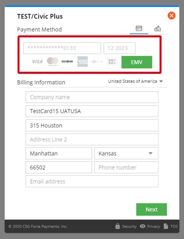 payment info