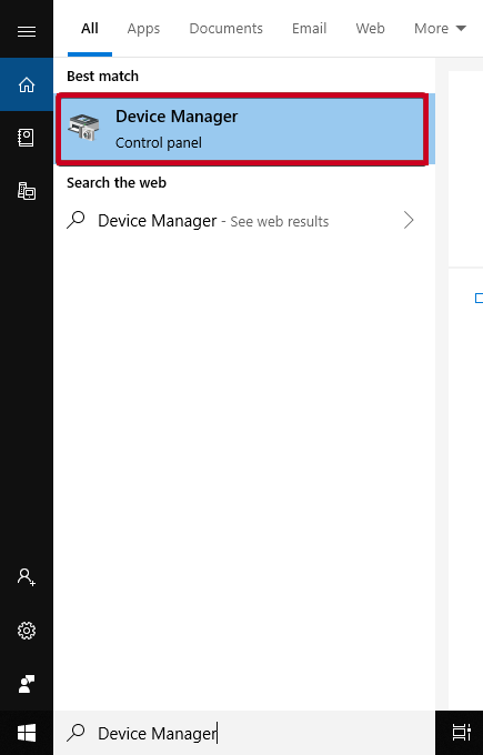 Device Manager in search results.