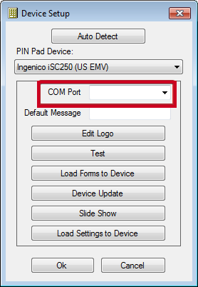 COM Port field.