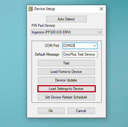 load settings to device.