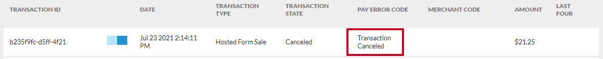 Transaction canceled.