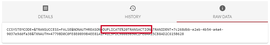 Duplicate transaction raw data.