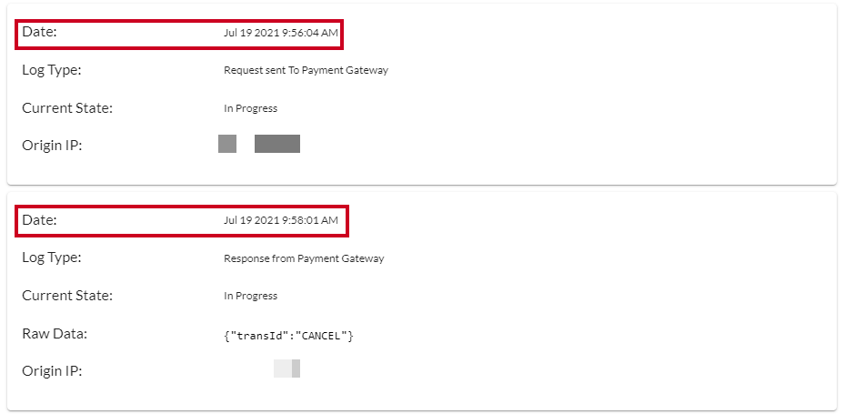 Transaction dates.