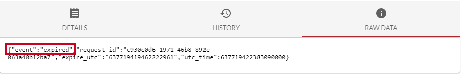 expired event on Raw Data tab.