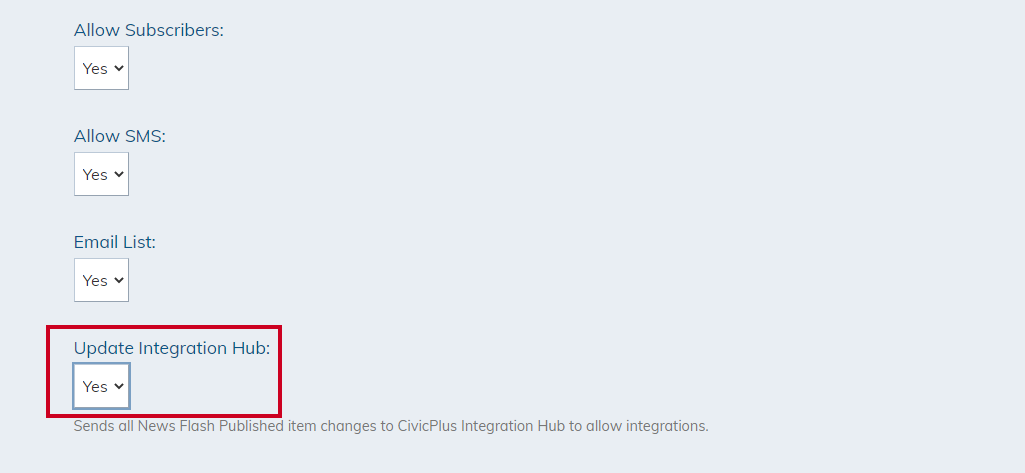 News flash module, update integration hub.