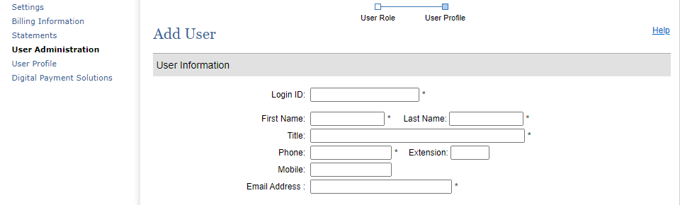 user information fields