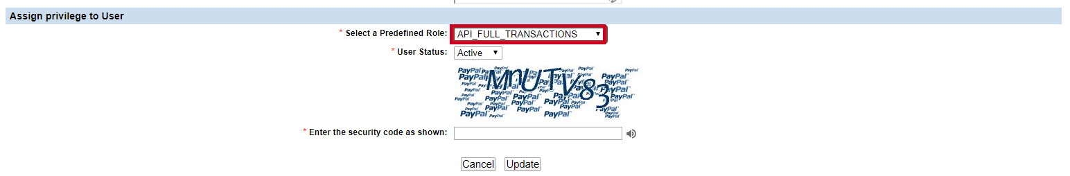 User Privileges.