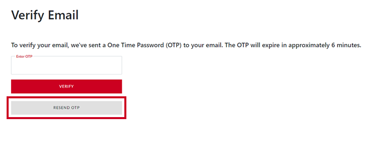 Resend one time password.